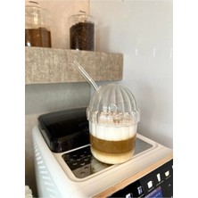Devigo 2 Adet Kapaklı Pipetli Pinterest Bardak | Soğuk Kahve ve Sunum Bardağı | 430 ml