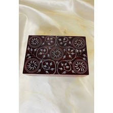 Rahan Doğal Taş Obsidyen Mücevher Kutusu El Işi Kırmızı