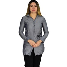 Nazal Kadın Gri Nakışlı Tunik AKR-1323