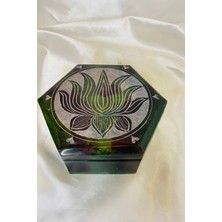 Rahan Doğal Taş Obsidyen Mücevher Kutusu El Işi Yeşil Lotus