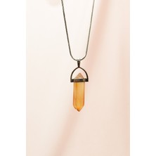 Royaleks Kalsit Doğal Taşı Zincirli El Yapımı Tasarımlı Kolye Uç: 3,5 cm Zincir: 20 cm Kutulu