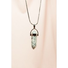 Royaleks Havlit Doğal Taşı Zincirli El Yapımı Tasarımlı Kolye Uç: 3,5 cm Zincir: 20 cm Kutulu