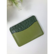 Troyder Deri Kartlık Yeşil Kroko Desenli