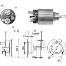 Zm 12V Marş Otomatiği Bosch Tipi Ince Gövde M6 Sağ (24 Mm) (Uzun Piston)