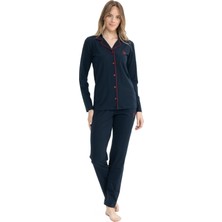 U.S. Polo Assn. Classic Siyah Biyeli Kadın Çeyizlik Gömlek Pijama Takımı 11000