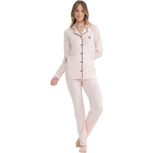 U.S. Polo Assn. Classic Siyah Biyeli Kadın Çeyizlik Gömlek Pijama Takımı 11000