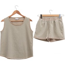 Ecocotton Melsa Kadın Şortlu Pijama Takımı Organik Pamuk Müslin Yeşil