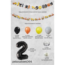 Pekshop Inşaat Doğum Günü Balon Zinciri Yaş Balonlu Parti Süsleme Seti Bannerlı Rakam Balonlu Paket
