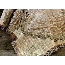 Baladi Home Çeyizlik Yatak Örtüsü ( 4 Parçalı Set ) Fransız Dantelli ve Kapitoneli Yüksek Kalite