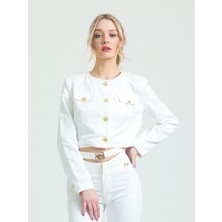 WAYNG Crop Blazer Ceket, Kadın Takım Elbise Ceketi