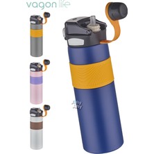 Vagonlife Çelik Termos 800 ml Büyük Boy Tek Kapak Çift Kullanım Pipetli rahat Içim Kaydırmaz