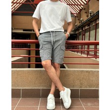 İnpool Erkek, Bel Lastikli, Kargo Cepli, Pamuklu, Keten Dokuma, Bağcıklı Şort 24INP287