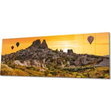 Rosyvien Kapadokya ve Uçan Balonlar Panoramik Cam Tablo, Modern Şık Ev Ofis Duvar Dekoru, Hediyelik Temperli