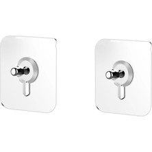 Microcase Güçlü Plastik Yapışkanlı 8mm Hanger Vidalı Eşya Ürün Raf Tutucu Askılık 2 Adet -Şeffaf AL4264