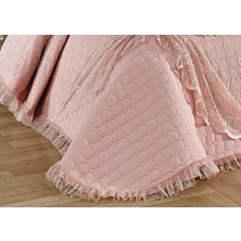 Baladi Home Çeyizlik Yatak Örtüsü ( 4 Parçalı Set ) Fransız Dantelli ve Kapitoneli Yüksek Kalite Goncagül