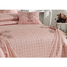 Baladi Home Çeyizlik Yatak Örtüsü ( 4 Parçalı Set ) Fransız Dantelli ve Kapitoneli Yüksek Kalite Goncagül