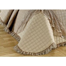 Baladi Home Çeyizlik Yatak Örtüsü ( 4 Parçalı Set ) Fransız Dantelli ve Kapitoneli Yüksek Kalite Goncagül
