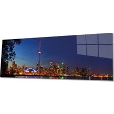 Rosyvien Işıklar Içinde Şehir Panoramik Cam Tablo, Modern Şık Ev Ofis Duvar Dekoru, Hediyelik Temperli Cam