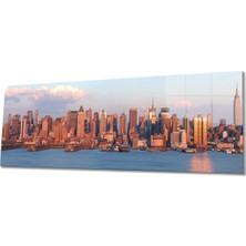 Rosyvien New York Gökdelenleri Panoramik Cam Tablo, Modern ve Şık Ev Ofis Duvar Dekoru, Hediyelik Temperli