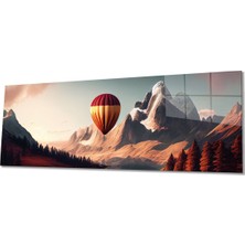 Rosyvien Sıcak Hava Balonu ve Orman Panoramik Cam Tablo, Modern Şık Ev Ofis Duvar Dekoru, Hediyelik Temperli