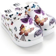 Drmoon Kelebek  Desenli Ortopedik Taban Hakiki Deri Sabo Terlik