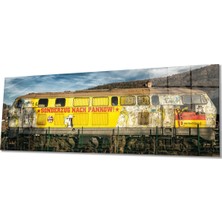 Rosyvien Eski Retro Tren Panoramik Cam Tablo, Modern ve Şık Ev Ofis Duvar Dekoru, Hediyelik Temperli Cam