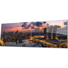 Rosyvien Gün Batımı Şehir Işıkları Panoramik Cam Tablo, Modern Şık Ev Ofis Duvar Dekoru, Hediyelik Temperli