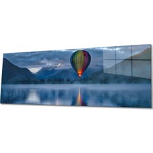 Rosyvien Sıcak Hava Balonu Yansıması Panoramik Cam Tablo, Modern Ev Ofis Duvar Dekoru, Hediyelik Temperli Cam