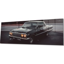 Rosyvien Retro Eski Siyah Otomobil Panoramik Cam Tablo, Ev Ofis Duvar Dekoru Hediyelik Dayanıklı Temperli Cam