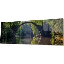 Rosyvien Yeşillikler Içerisinde Köprü Panoramik Cam Tablo, Modern Şık Ev Ofis Duvar Dekoru Hediyelik Temperli