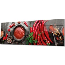 Rosyvien Acı Biberler ve Baharatlar Panoramik Cam Tablo, Modern Ev Ofis Duvar Dekoru, Hediyelik Temperli Cam