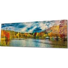 Rosyvien Rengarenk Orman ve Doğa Manzarası Panoramik Cam Tablo, Ev Ofis Duvar Dekoru, Hediyelik Temperli Cam