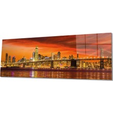 Rosyvien Gökyüzü ve Şehir Manzarası Panoramik Cam Tablo, Modern Şık Ev Ofis Duvar Dekoru, Hediyelik Temperli