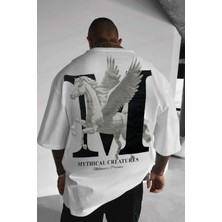 Teenage Millionaire Erkek Mythical Pegasus Baskılı Beyaz Bisiklet Yaka Oversize Salaş T-Shirt