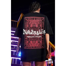 Teenage Millionaire Kadın Dimension Baskılı Siyah Bisiklet Yaka Oversize Salaş T-Shirt