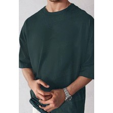 Teenage Millionaire Erkek Petrol Yeşili Basic Düz Baskısız Oversize Salas Boyfriend T-Shirt