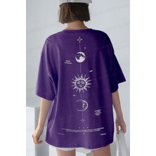 Teenage Millionaire Kadın The Moon Mor Bisiklet Yaka Oversize Salas T-Shirt