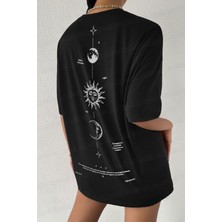 Teenage Millionaire Kadın The Moon Siyah Bisiklet Yaka Oversize Salas T-Shirt