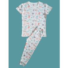 Çamaşır Bahçesi Kısa Kollu Desenli Çocuk Pijama Takım #baskılıçocukpijamatakım #kaplumbağadesenlipijama #çamaşırbahçesi