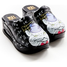 Drmoon Profesör Kedi Desenli Ortopedik Taban Hakiki Deri Sabo Terlik