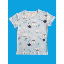 Çamaşır Bahçesi Kısa Kollu Desenli Çocuk Pijama Takım #baskılıçocukpijamatakım #mavidesenlipijama #çamaşırbahçesi