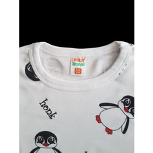 Çamaşır Bahçesi Kısa Kollu Desenli Çocuk Pijama Takım #baskılıçocukpijamatakım #penguendesenlipijama #çamaşırbahçesi