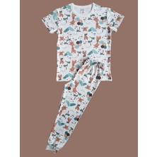 Çamaşır Bahçesi Kısa Kollu Desenli Çocuk Pijama Takım #baskılıçocukpijamatakım #kepçedesenlipijama #çamaşırbahçesi