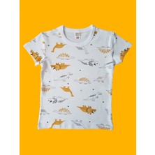 Çamaşır Bahçesi Kısa Kollu Desenli Çocuk Pijama Takım #baskılıçocukpijamatakım #sarıdinodesenlipijama #çamaşırbahçesi
