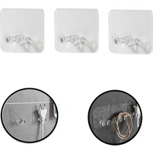 Microcase Güçlü Plastik Yapışkanlı Suya Dayanıklı Banyo Mutfak Eşya Havlu Vb Ürün Priz Askılığı 3 Adet -Şeffaf AL4268