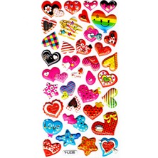 Limmy Sticker Kabartmalı Stiker Defter Planlayıcı Etiket LIMYL 036 17 x 9 cm Desenli Kalp Yıldız