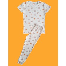 Çamaşır Bahçesi Kısa Kollu Desenli Çocuk Pijama Takım #baskılıçocukpijamatakım #kepçedesenlipijama #çamaşırbahçesi