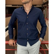 İnpool Erkek, Slim Fit, Dar Kesim, Hakim Yaka, Old Money Culture, Pamuklu, Keten Dokuma Gömlek 24INPG09