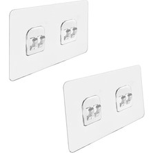 Microcase Güçlü Plastik Yapışkanlı Suya Dayanıklı Çift Başlı Banyo Mutfak Eşya Taşıma Raf Askılığı 2 Adet -Şeffaf AL4270