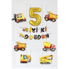 Pekshop Inşaat Temalı Doğum Günü Parti Seti Yaş Balonlu Bannerlı Doğum Günü Süsleme Seti